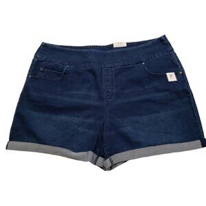 Time and Tru Women’s Blue Dark Denim 5” Pull On Shorts Size XXL/2XG (20)